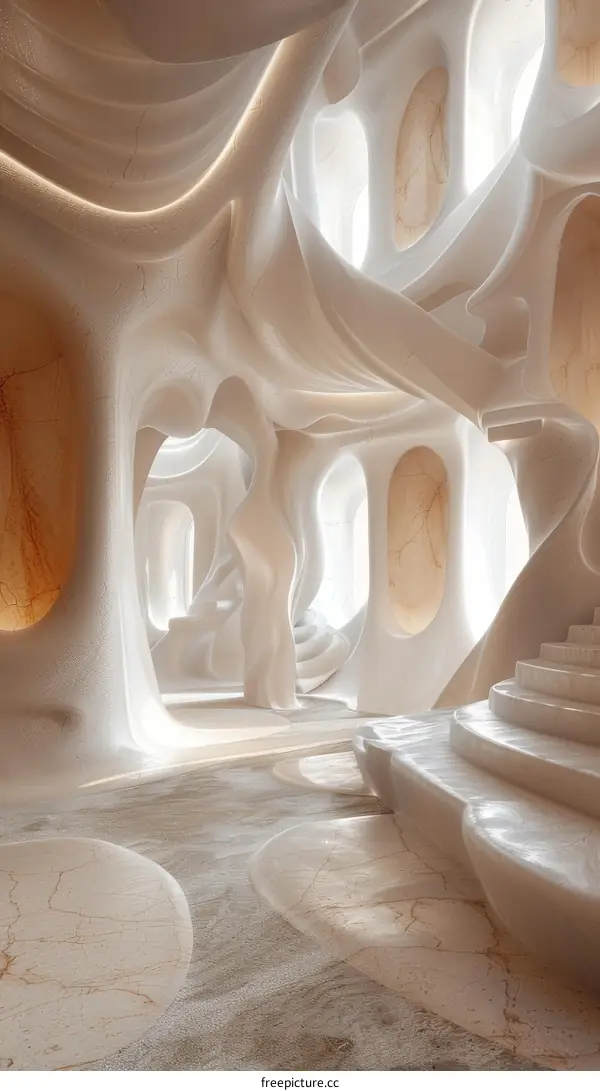 Futuristic Luxury Hotel Lobby Interior