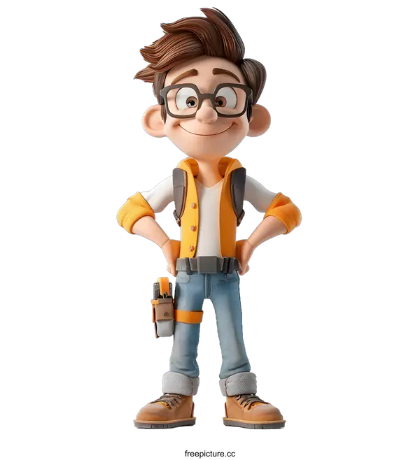 [Transparent Background PNG]Confident young explorer character