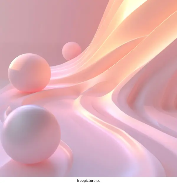 Abstract Pink Gradient Background with 3D Spheres