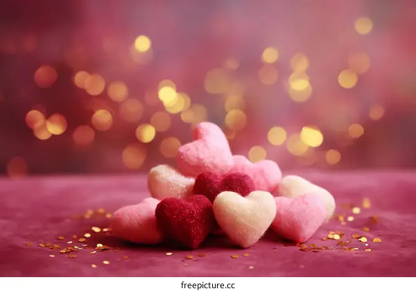Lovely Valentines Day Hearts on Maroon Background