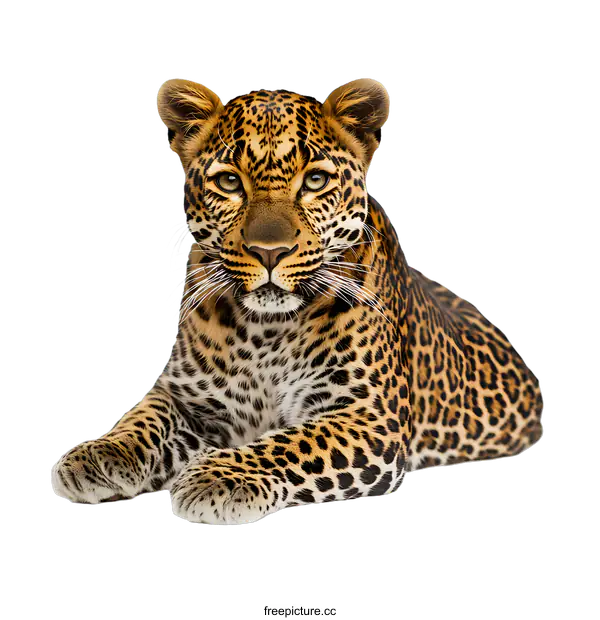 [Transparent Background PNG]Leopard Lying Down Isolated On White Background