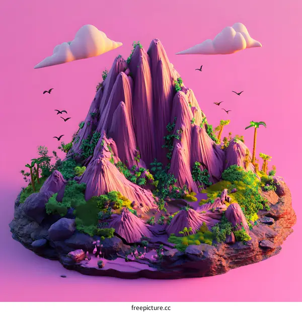 3D Low Poly Mountain Landscape Illustration
