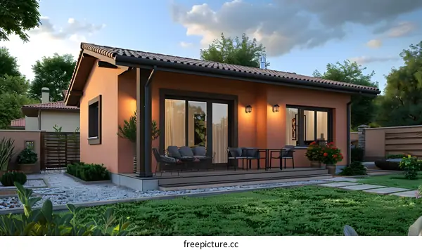 A beautiful small house with a garden