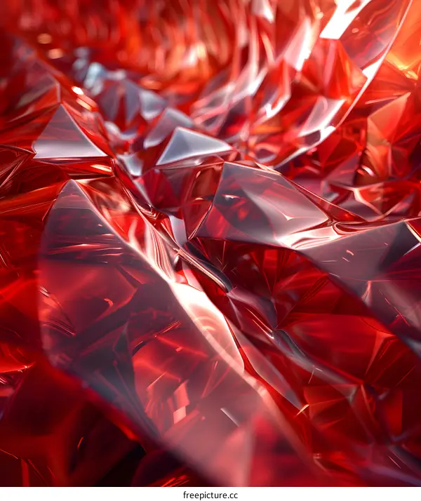 Vibrant Red Crystal Structure Rendered in 3D
