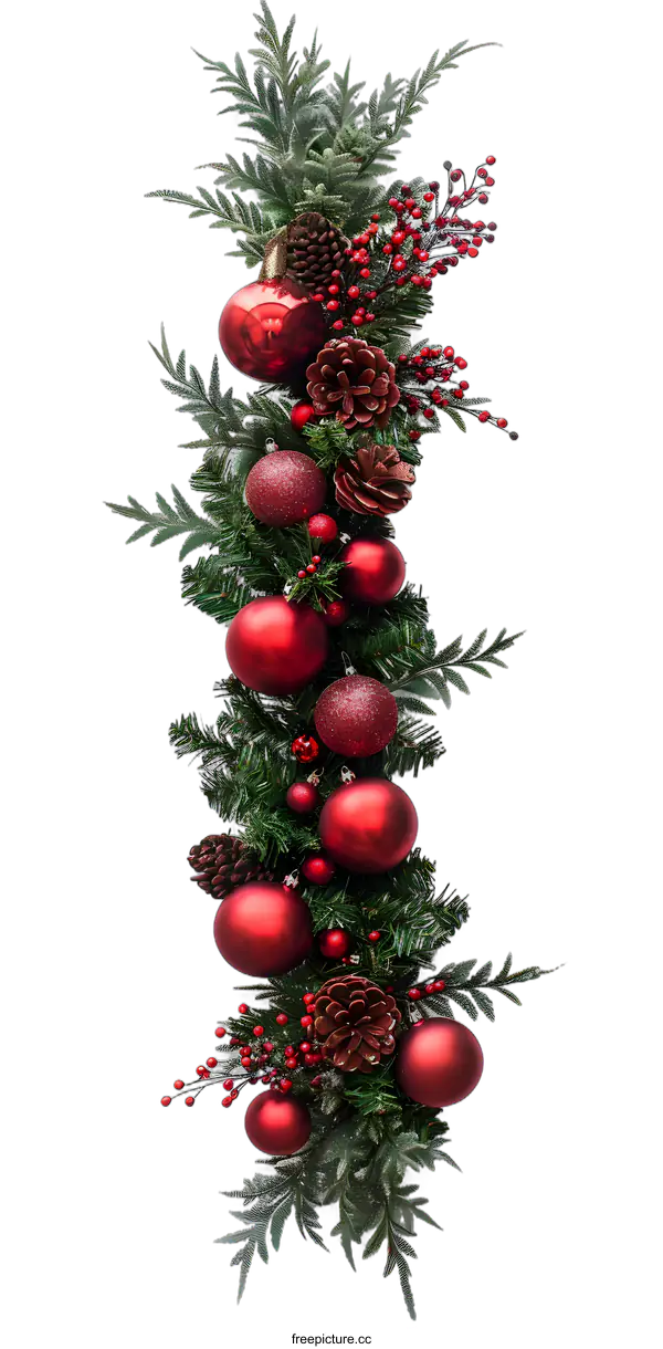[Transparent Background PNG]Red Christmas Ornaments Garland With Pine Cones