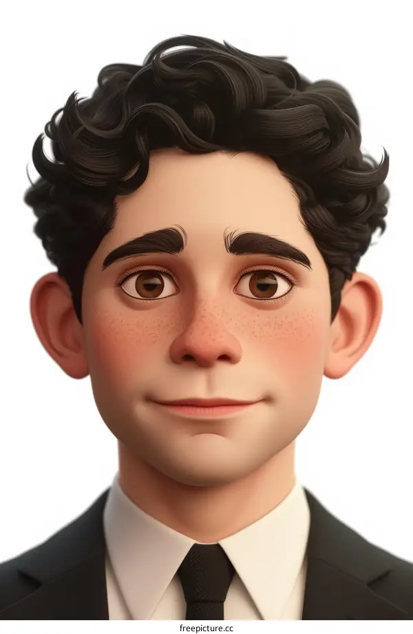 Portrait of a Young Man with Brown Hair and Brown Eyes Dressed in a Suit