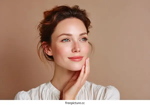 Beautiful Woman with Thoughtful Expression