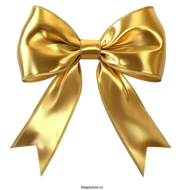 [Transparent Background PNG]Golden Ribbon Bow Illustration