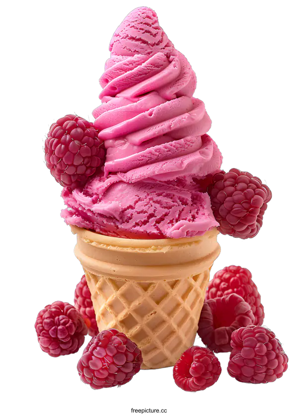 [Transparent Background PNG]Raspberry Ice Cream Cone