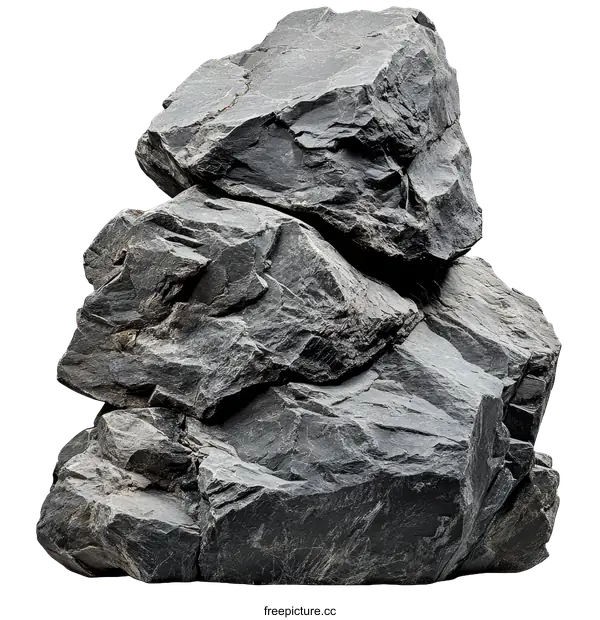 [Transparent Background PNG]Stack of Gray Rocks Isolated on White Background