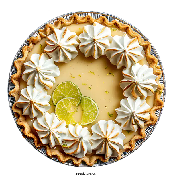 [Transparent Background PNG]A delicious key lime pie with a graham cracker crust and fluffy meringue topping