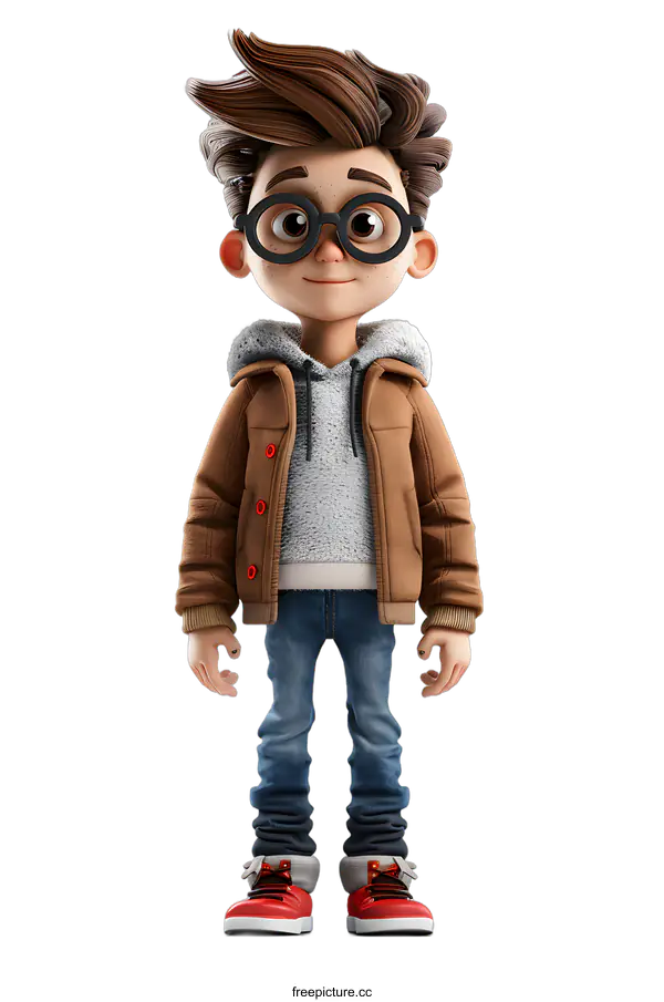 [Transparent Background PNG]3D rendering of a cute cartoon boy