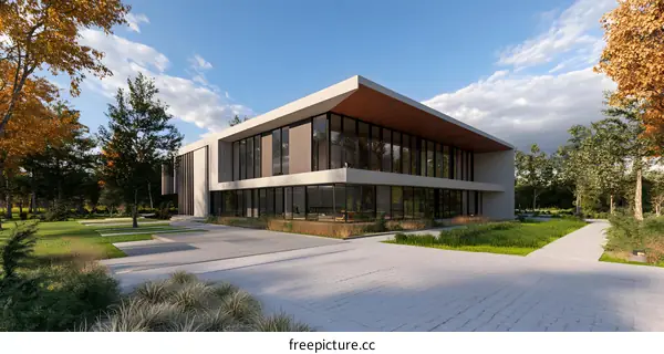 Modern Architecture House Design with Large Windows and Natural Surroundings