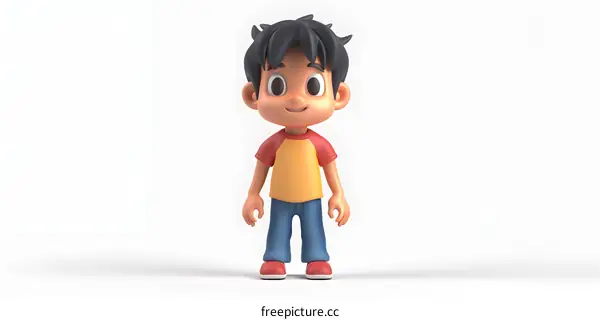 Cute Cartoon Boy with Smile in White Background