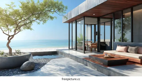Modern Seaside Beachfront Home Exterior