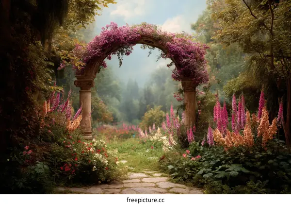 Magical Floral Archway Garden Pathway