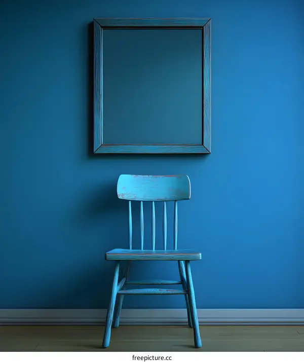 Blue Vintage Chair and Mirror in a Room