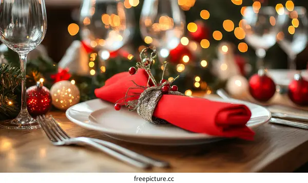 Christmas Table Setting Festive Dinner