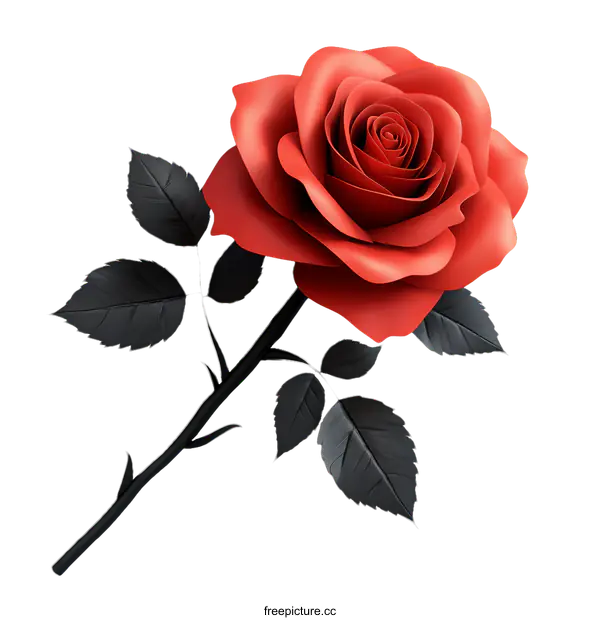 [Transparent Background PNG]Stunning 3D Red Rose Illustration on White Background