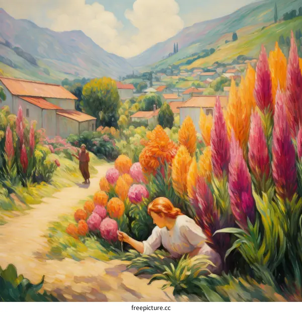 Two Women in a Garden of Flowers