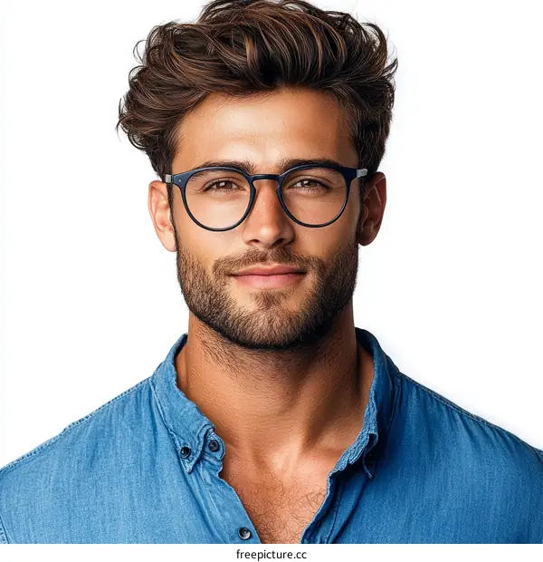 Attractive Man Wearing Glasses and Stylish Shirt
