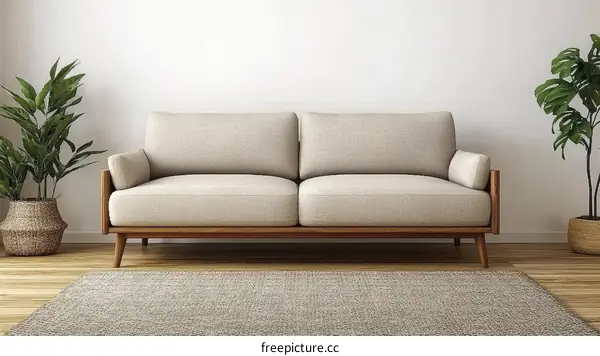 Modern Beige Sofa in a Minimalist Living Room
