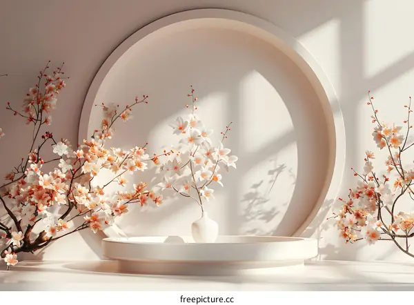 3D Japanese Ikebana Flower Arrangement Art