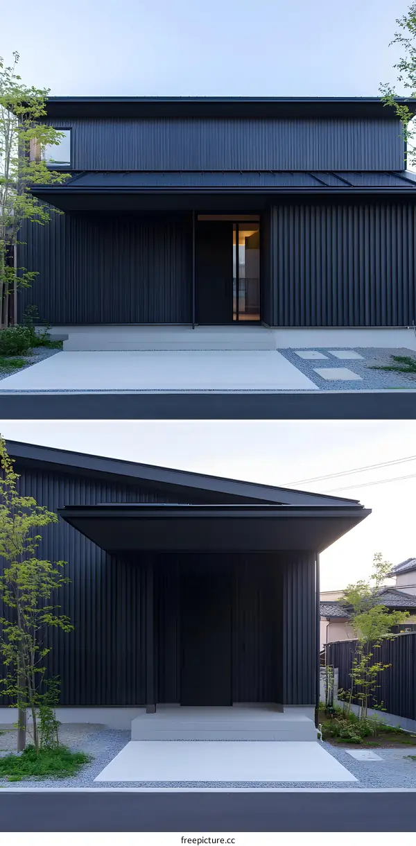 Modern Black House with Minimalist Design