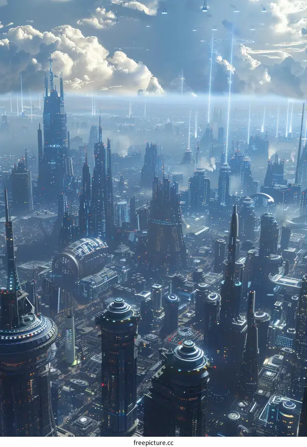 Futuristic Cityscape Aerial View Illustration