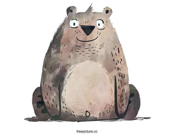 [Transparent Background PNG]Smiling Cartoon Bear Watercolor Illustration