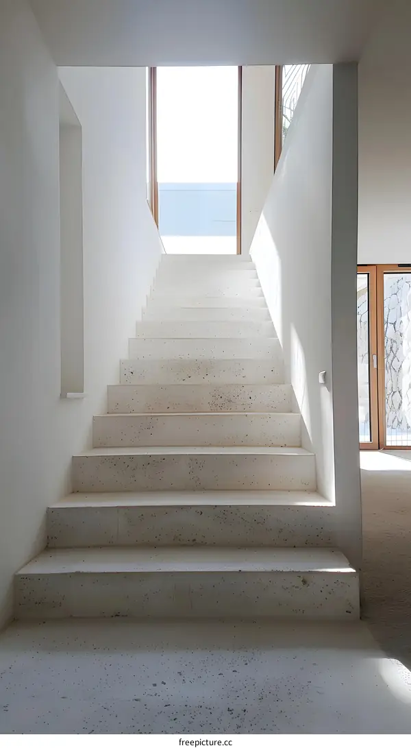 Modern White Concrete Stairs in a Minimalist House
