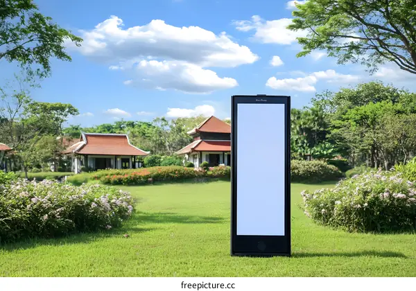 Blank White Signage On Grass In Front Of A House