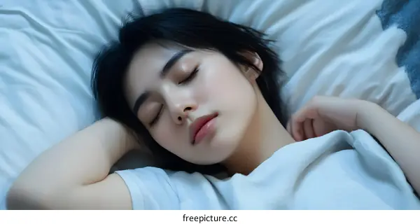 Sleeping Woman on White Bed
