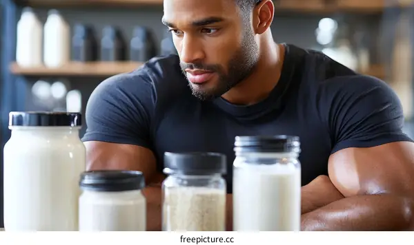 Black Man Examining Nutritional Supplements