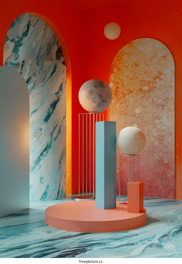 Composition of Geometric Shapes and Soft Colors