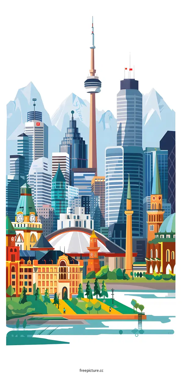 Toronto Skyline Illustration with CN Tower