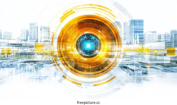 Futuristic City Technological Eye View