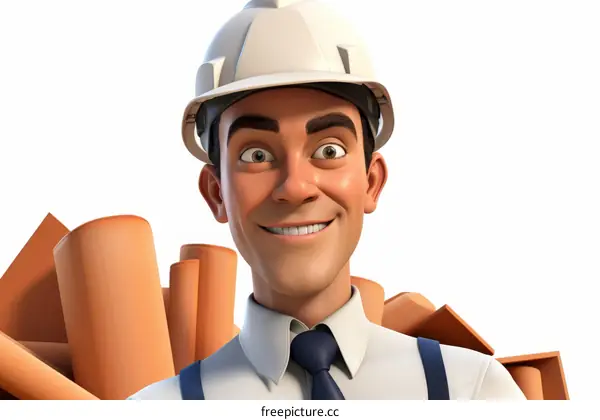 builder wearing hardhat and holding blueprints