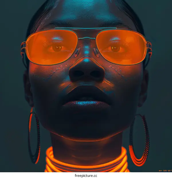 Afrofuturistic Portrait: Black Woman with Sunglasses