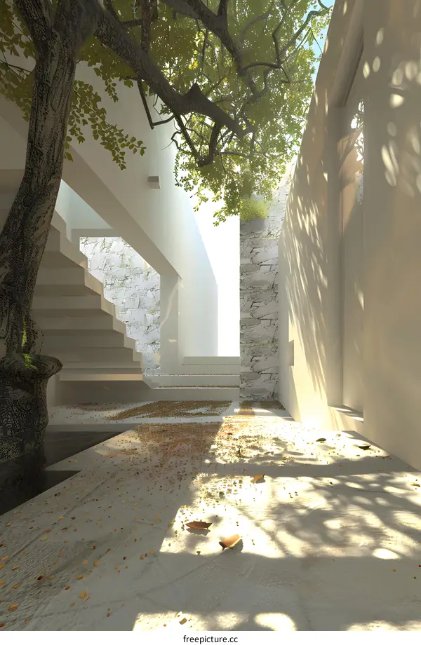 Modern Minimalist Architecture With A Tree