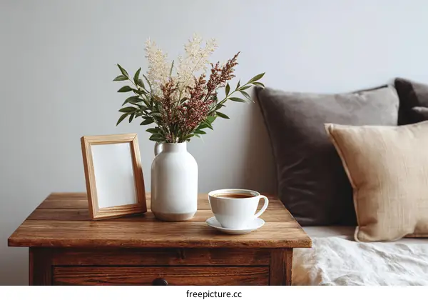 Cozy Bedroom Nook Decor with Dried Flowers