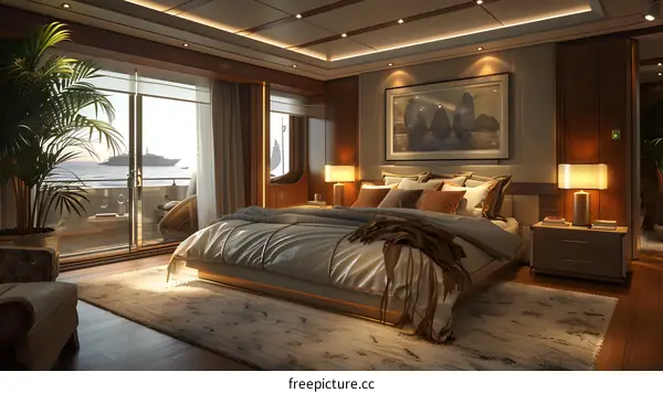 Luxury yacht bedroom interior design