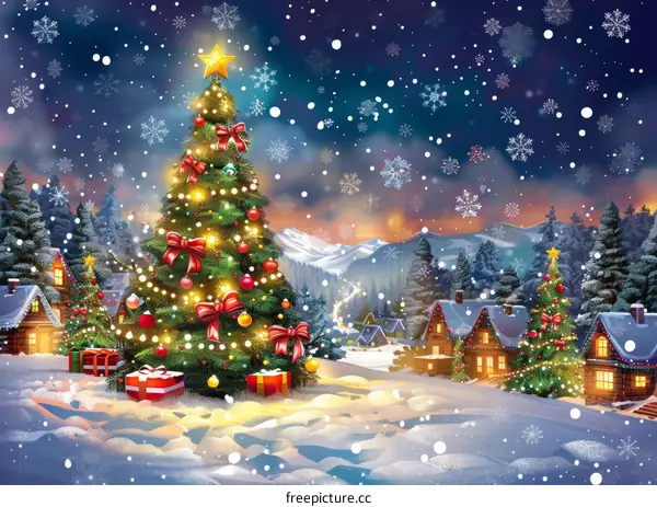 Snowy Christmas Eve Village