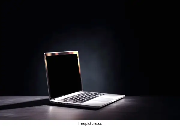 Laptop in Dark Studio Setting