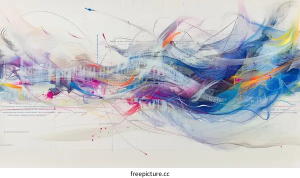 Colorful Abstract Painting of a Cityscape