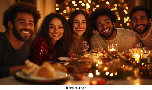 Friends Gathering for Christmas Dinner