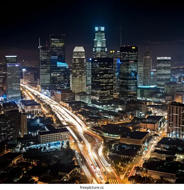 A俯瞰洛杉矶的夜景