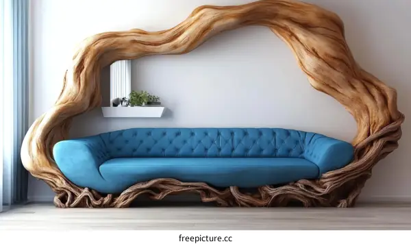 Unique Wooden Sofa Design in a Modern Room