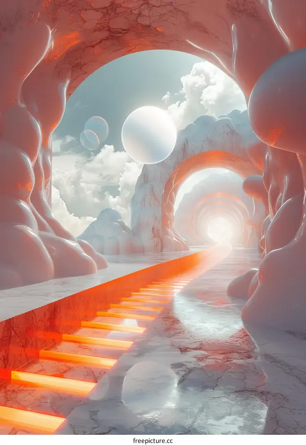 Glowing Path Through Surreal Dreamscape