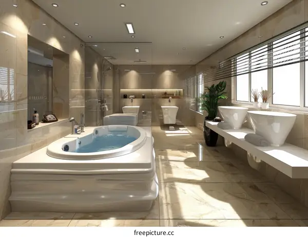 Modern Luxury Bathroom Design with Jacuzzi Tub